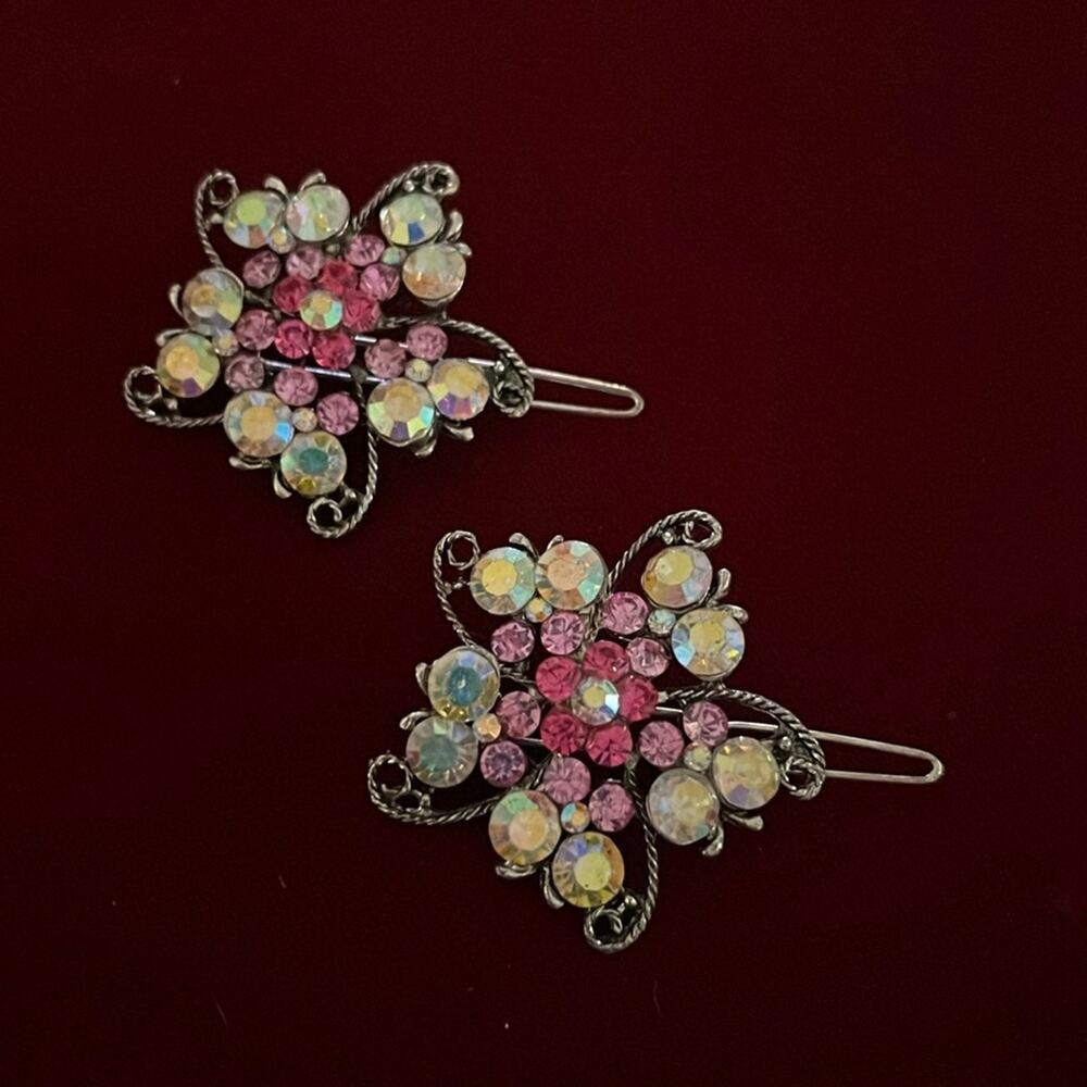 Silver Crystal Barrettes
